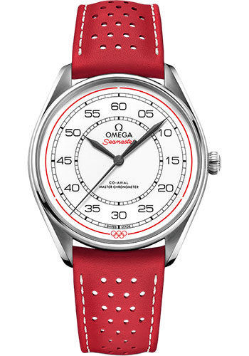 Omega 522.32.40.20.04.004 Specialities Olympic Official Timekeeper Limited Edition Set - 39.5mm Steel Case - White Dial - Red Micro-Perforated Leather Strap Limited Edition of 100