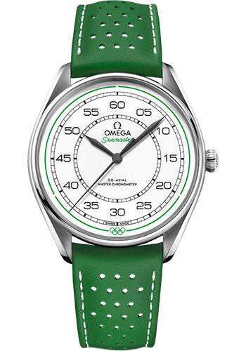 Omega 522.32.40.20.04.005 Specialities Olympic Official Timekeeper Limited Edition Set - 39.5mm Steel Case - White Dial - Green Micro-Perforated Leather Strap Limited Edition of 100 Main image