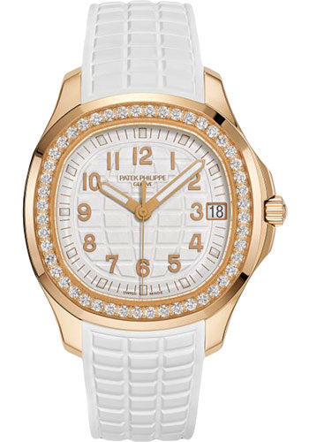 Patek Philippe Aquanaut 5268-200R-001 Selfwinding - 38.8mm Rose Gold Case - Diamond Bezel - White Dial - White Composite Strap