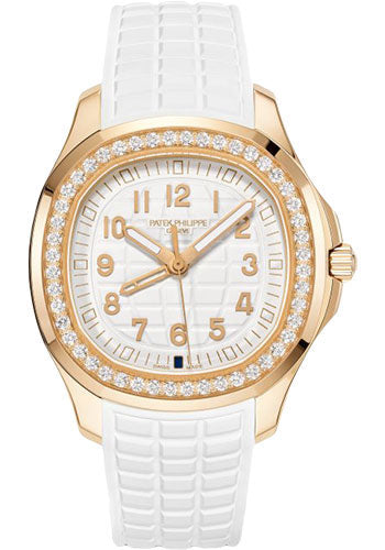 Patek Philippe Aquanaut 5269/200R-001 Quartz - 38.8mm Rose Gold Case - Diamond Bezel - White Dial - White Composite Strap