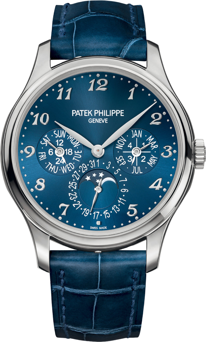 Patek Philippe Grand Complications 5327G-001 Perpetual Calendar White Gold Royal Blue Sunburst Dial 39mm