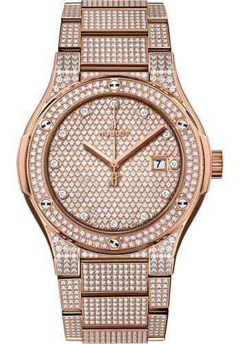Hublot Classic Fusion 548.OX.9000.OX.3704 Bracelet King Gold Full Pave 42mm - Gem Set Dial