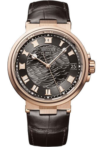 Breguet 5517BR/G3/9ZU Marine 5517 - Rose Gold Case - Black Dial - Black Leather Strap Main image