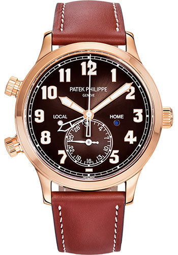 Patek Philippe Complications 5524R-001 Calatrava Pilot Travel Time - 42mm - Rose Gold - Brown Sunburst Dial Main image
