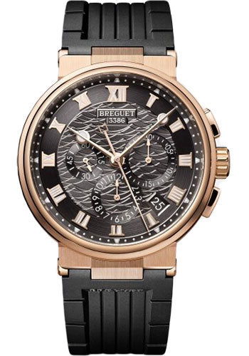 Breguet 5527BR/G3/5WV Marine Chronographe 5527 - Rose Gold Case - Black Dial - Black Rubber Strap Main image