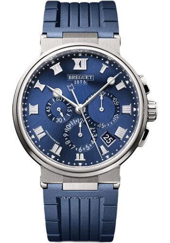 Breguet 5527TI/Y1/5WV Marine Chronographe 5527 - Titanium Case - Blue Dial - Blue Rubber Strap