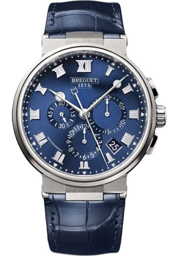 Breguet 5527TI/Y1/9WV Marine Chronographe 5527 - Titanium Case - Blue Dial - Blue Leather Strap Main image