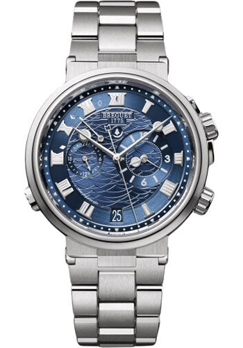 Breguet 5547BB/Y2/BZ0 Marine Alarme Musicale 5547 - Titanium Case - Blue Wave Dial - Metal Bracelet Main image