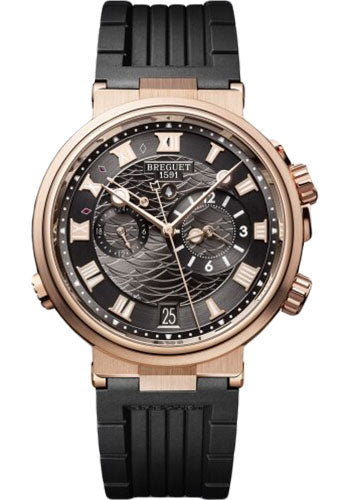 Breguet 5547BR/G3/5ZU Marine Alarme Musicale 5547 - Rose Gold Case - Black Dial - Black Rubber Strap Main image