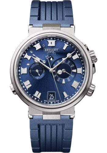 Breguet 5547TI/Y1/5ZU Marine Alarme Musicale 5547 - Titanium Case - Blue Dial - Blue Rubber Strap Main image