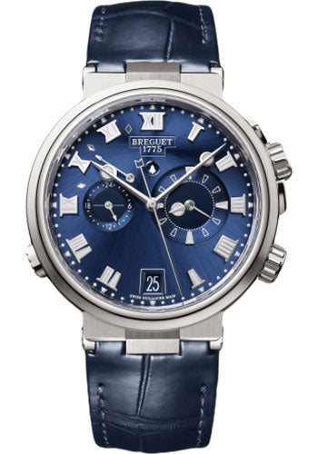 Breguet 5547TI/Y1/9ZU Marine Alarme Musicale 5547 - Titanium Case - Blue Dial - Blue Leather Strap Main image