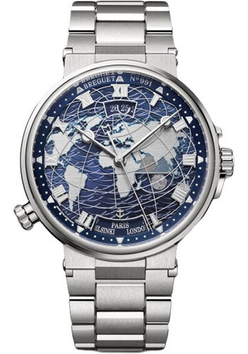 Breguet 5557BB/YS/BW0 Marine Hora Mundi 5557 - White Gold Case - Blue Dial - Titanium Bracelet
