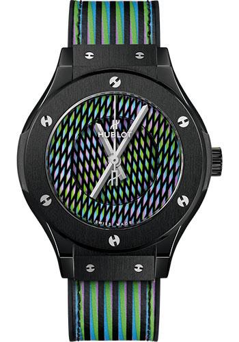 Hublot Classic Fusion 565.CX.8900.VR.CZD19 Cruz Diez Ceramic 38mm - Cruz Diez Two-Level Dial - Black Rubber and Cruz Diez Leather Strap Main image