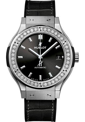 Hublot Classic Fusion 565.NX.1470.LR.1204 Titanium Diamonds 38mm - Black Dial - Black Rubber and Leather Strap Main image
