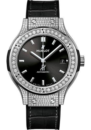 Hublot Classic Fusion 565.NX.1470.LR.1604 Titanium Pave 38mm - Black Dial - Black Rubber and Leather Strap