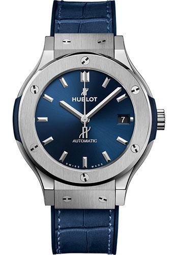 Hublot Classic Fusion 565.NX.7170.LR Titanium Blue 38mm - Blue Dial - Blue Rubber and Leather Strap
