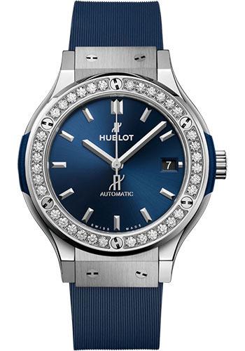 Hublot Classic Fusion 565.NX.7170.RX.1204 Titanium Blue Diamonds 38mm - Blue Dial - Blue Lined Rubber Strap Main image