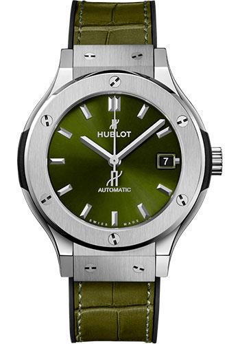 Hublot Classic Fusion 565.NX.8970.LR Titanium Green 38mm - Green Dial - Black Rubber and Green Leather Strap