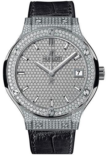 Hublot Classic Fusion 565.NX.9010.LR.1704 Diamond Paved Titanium - Diamond Paved Dial - Rubber Alligator Strap