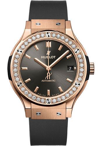 Hublot Classic Fusion 565.OX.7081.RX.1204 Racing Grey King Gold Diamonds 38mm - Gray Dial - Gray Lined Rubber Strap
