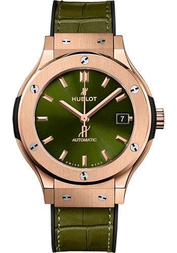 Hublot Classic Fusion 565.OX.8980.LR King Gold Green 38mm - Green Dial - Black Rubber and Green Leather Strap
