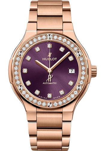 Hublot Classic Fusion 568.OX.898V.OX.1204 King Gold Purple Diamonds Bracelet 38mm - Purple Dial