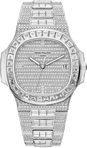 Patek Philippe Nautilus 5719/10G-010 Date Sweep Seconds White Gold/Diamonds Dial & Bezel 40mm
