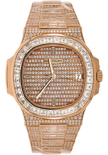 Patek Philippe Nautilus 5719/10R-010 40mm Rose Gold Diamond Paved Case - Diamond Paved Dial - Diamond Paved Bracelet Main image