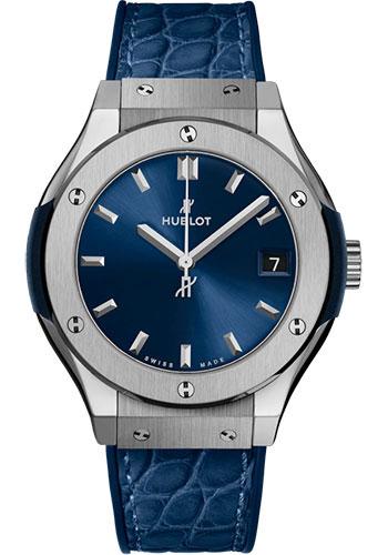Hublot Classic Fusion 581.NX.7170.LR Titanium Blue 33mm - Blue Dial - Blue Rubber and Leather Strap Main image