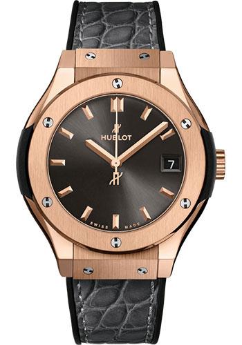 Hublot Classic Fusion 581.OX.7081.LR Racing Grey King Gold 33mm - Gray Dial - Black Rubber and Gray Leather Strap