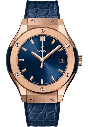 Hublot Classic Fusion 581.OX.7180.LR King Gold Blue 33mm - Blue Dial - Blue Rubber and Leather Strap