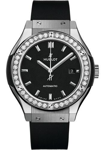 Hublot Classic Fusion 582.NX.1170.RX.1204 Titanium Diamonds 33mm - Black Dial - Black Rubber and Leather Strap Main image