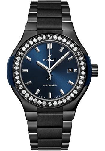 Hublot Classic Fusion 585.CM.7170.CM.1204 Ceramic Blue Bracelet Diamonds 33mm - Blue Dial