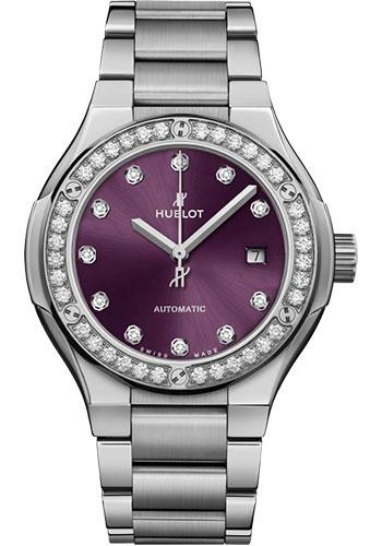Hublot Classic Fusion 585.NX.897V.NX.1204 Titanium Purple Diamonds Bracelet 33mm - Purple Dial Main image