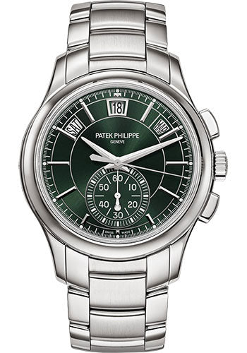 Patek Philippe Annual Calendar 5905/1A-001 Complications Flyback Chronograph - Stainless Steel - Olive Green Dial - Stainless Steel Bracelet