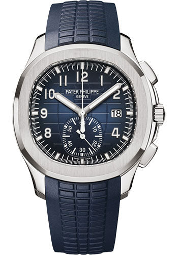 Patek Philippe Aquanaut 5968G-001 Selfwinding Chronograph - 42.2mm White Gold Case - Blue Dial - Midnight Blue Composite Strap