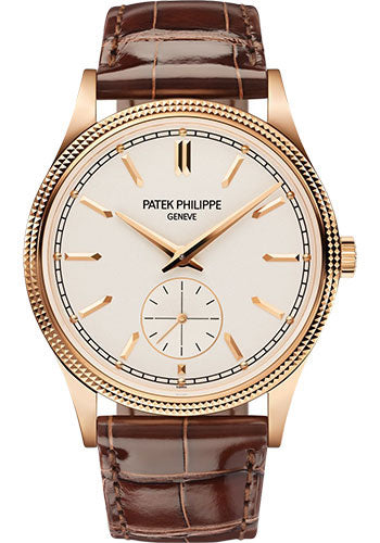 Patek Philippe Calatrava 6119R-001 Manually Wound Mechanical Movement - 39mm Rose Gold Hobnail Case - Silver Grained Dial