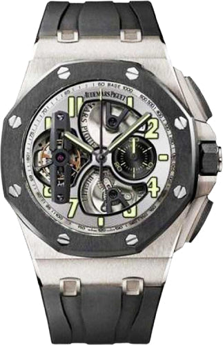 Audemars Piguet Royal Oak Offshore 26387IO.OO.D002CA.01 Tourbillon Chronograph 44mm Silver Skeleton Arabic Titanium Rubber Main image