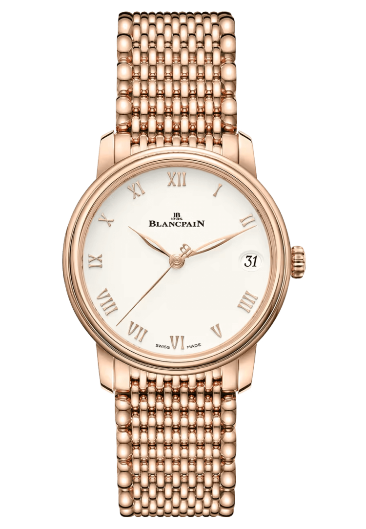 Blancpain 6127 3642 MMB Villeret Women Date Red Gold Mille Mailles Ultra-Slim Ladies