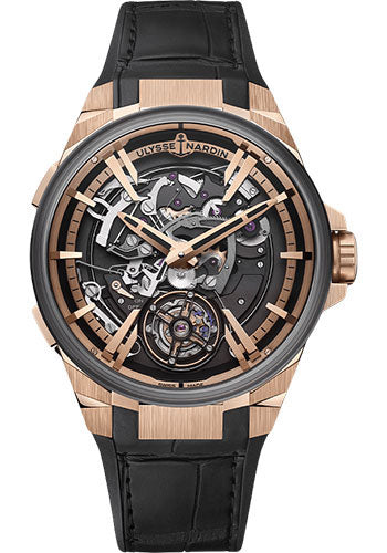 Ulysse Nardin Blast Hourstriker - 45mm Rose Gold and Titanium Case - Black Dial - Black Leather Strap Main image