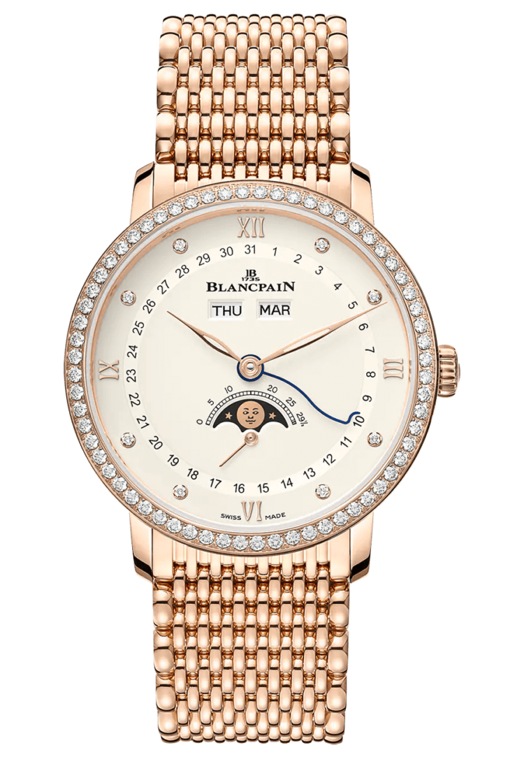 Blancpain 6264 2987 MMB Villeret Quantieme Complet Opalin Diamond Red Gold Men's