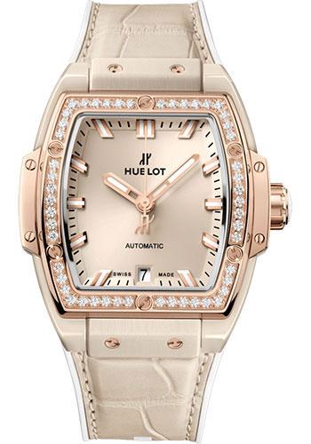 Hublot Spirit of Big Bang 665.CZ.898B.LR.1204 Beige Ceramic King Gold Diamonds 39mm - Beige Dial - White Rubber and Beige Alligator Strap Main image