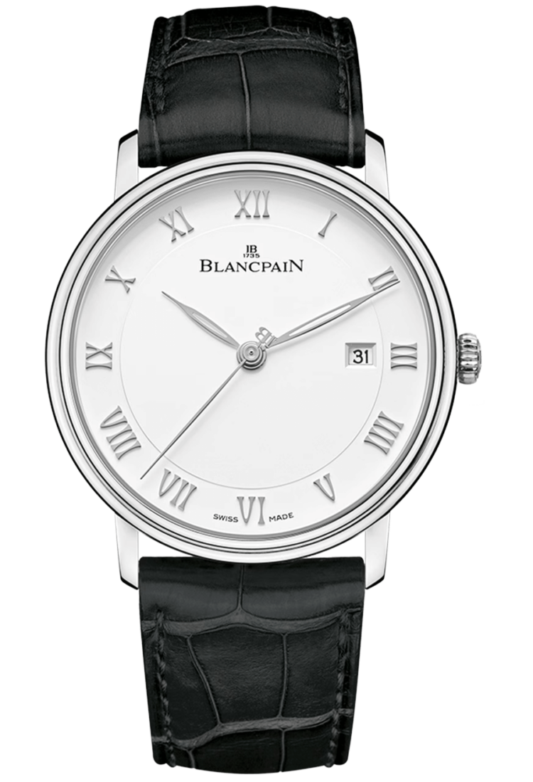 Blancpain 6651 1127 55B Villeret Ultraplate Date 40mm Steel Black Alligator Men's