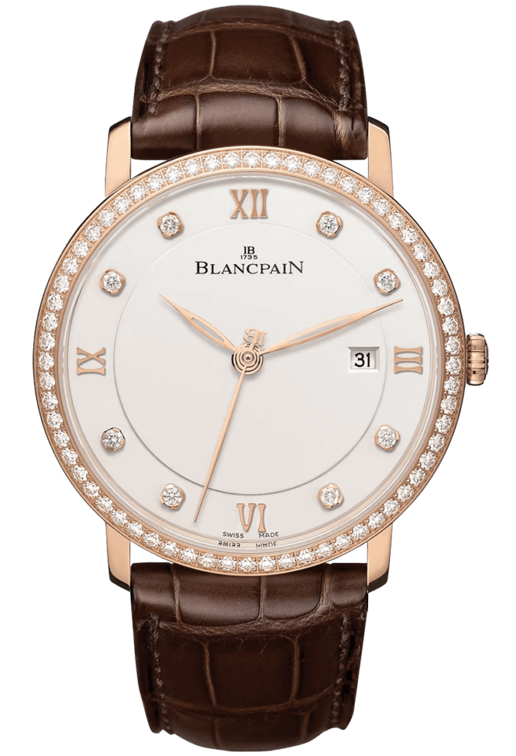 Blancpain 6651 2987 55B Villeret Ultraplate Date 40mm Diamond Red Gold Alligator Men's Main image