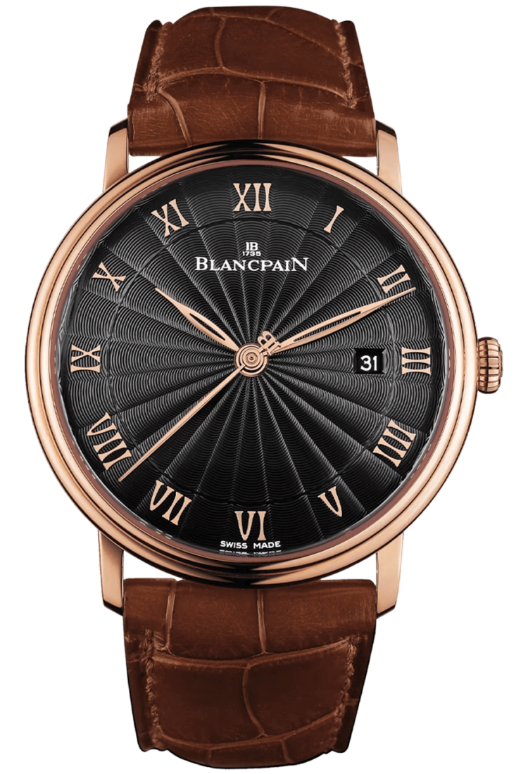 Blancpain 6651 3630 55B Villeret Ultraplate Date 40mm Red Gold Brown Alligator Men's