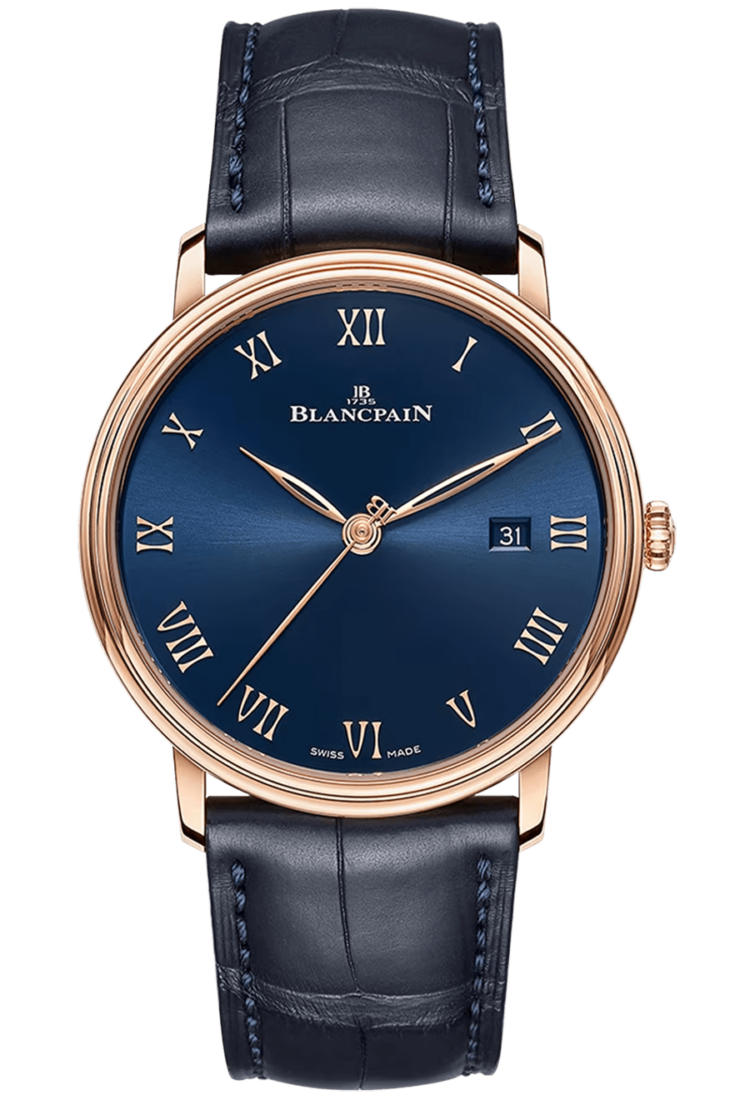 Blancpain 6651 3640 55B Villeret Ultraplate Date 40mm Red Gold Blue Alligator Men's Main image