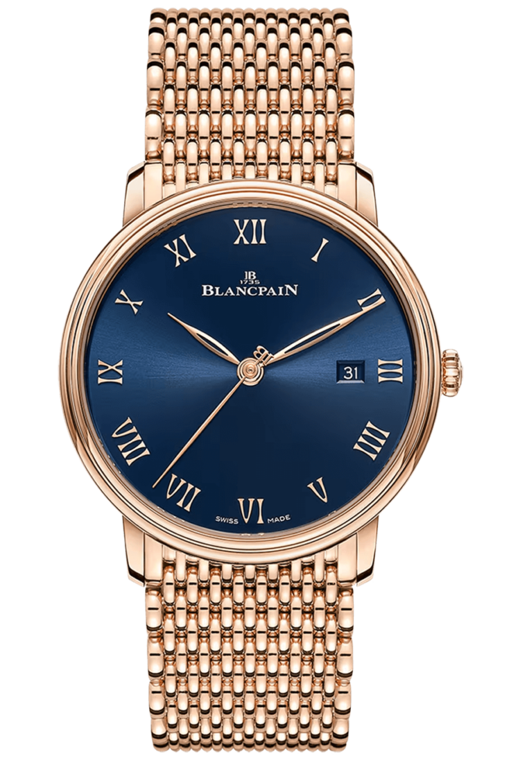 Blancpain 6651 3640 MMB Villeret Ultraplate Date 40mm Blue Mille Mailles Red Gold Men's Main image