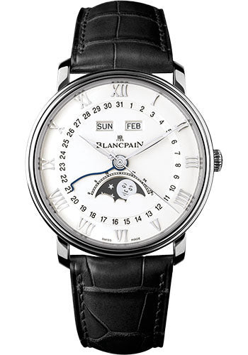 Blancpain 6654-1127-55B Villeret Quanti?me Complet 40mm Steel Case - White Dial - Black Alligator Strap