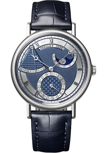 Breguet 7137BB/Y5/9VU Classique 7137 - White Gold Case - Silver And Blue Dial - Blue Leather Strap