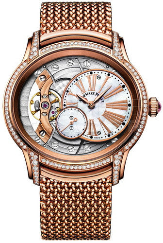 Audemars Piguet Millenary 77247OR.ZZ.1272OR.01 39.5mm Hand-Wound Diamond Set Rose Gold White Mother of Pearl Roman Dial & Bezel Rose Gold Bracelet Main image